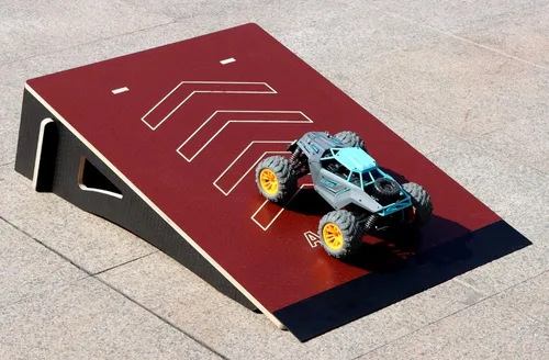Miniatura 9 de Rampa de salto para niños para patineta, bicicleta, scooter, BMX, auto RC y moto de cross, 34.37 pulgadas, color rojo