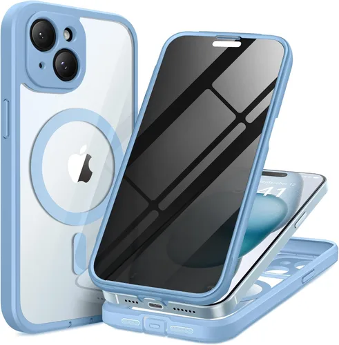 Miniatura 20 de TIESZEN Funda para iPhone 15, compatible con MagSafe, protector de pantalla de privacidad integrado y protección de cámara, antiespía, cuerpo