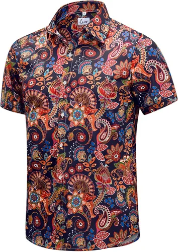 Miniatura 10 de EUOW - Camisas hawaianas para hombre de manga corta con botones, estampadas para la playa y el verano