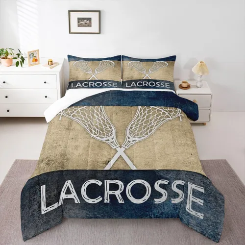 Miniatura 8 de Lacrosse - Juego de edredón de juegos deportivos para niños y niñas, jugadores de hockey, relleno de edredón ligero de hockey negro con llama