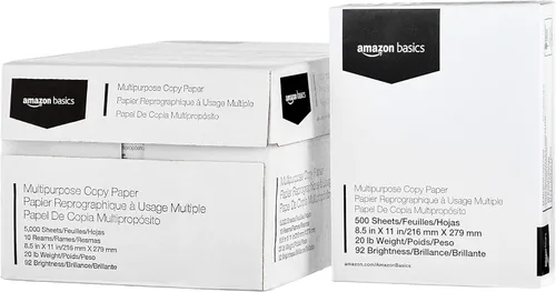 Miniatura 14 de Amazon Basics Papel multipropósito para impresora y copiadora, 20 lb, 8.5 x 11 pulgadas, 3 resmas (1,500 hojas), 92 brillante, blanco