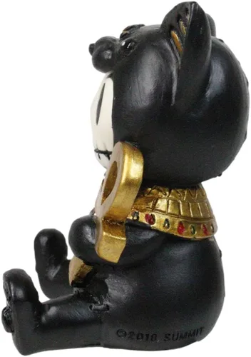 Miniatura 5 de Ebros - Figura pequeña de 2.75 pulgadas de alto con huesos peludos egipcios de gato felino, diosa Bastet sosteniendo Ankh, estatua de dioses