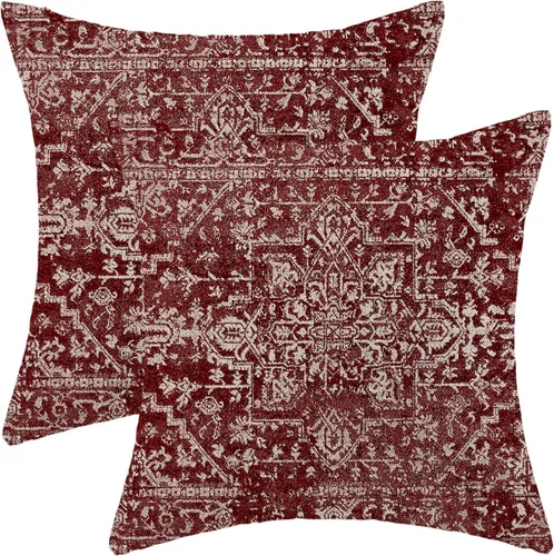 Miniatura 11 de Juego de 2 fundas de almohada bohemias de 16 x 16 pulgadas a rayas azules y grises, fundas decorativas rústicas abstractas de lino retro a rayas