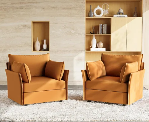 Miniatura 13 de ABCASA Silla de Acento de Gran Tamaño, Sillón Moderno Tapizado con Respaldo Extraíble y Funda Desmontable, Asiento de 24.5 Pulgadas de Profundidad