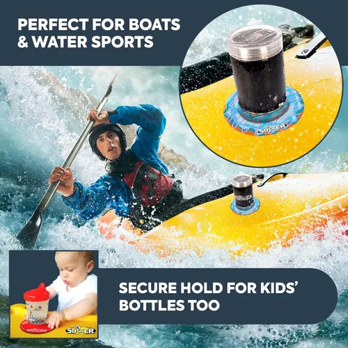 Miniatura 7 de Lil Sucker - Soporte universal para bebidas para tabla de remo, kayak, ATV y barco, café con clip, antiderrames, serie Donut Pack de 4