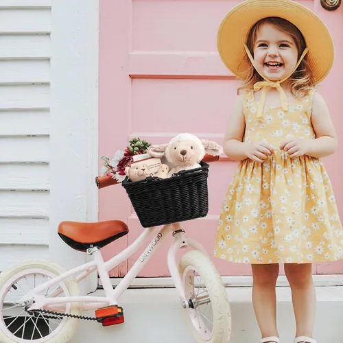 Miniatura 2 de Cesta de bicicleta para niños, canasta delantera para bicicleta para niños, pequeña cesta de mimbre para niños y niñas, cesta pequeña de mimbre