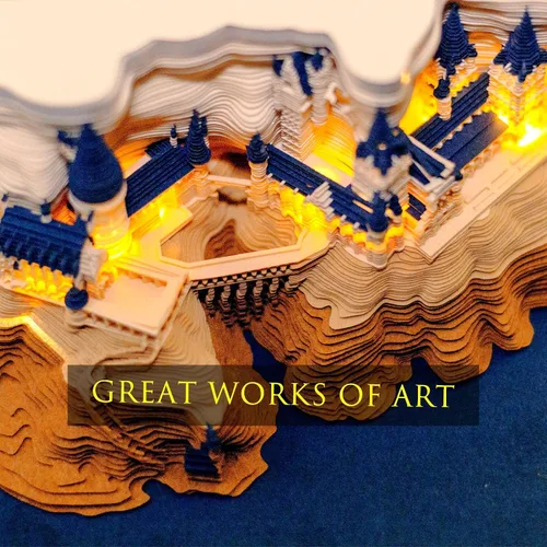 Miniatura 5 de Bloc de notas 3D con soporte para bolígrafo y luces, divertido y bonito papel 3D tallado, bloc de notas artístico, bloque de construcción Kawaii 3D