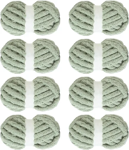 Miniatura 14 de MABOZOO Paquete de 8 ovillos de hilo grueso surtido para crochet - Chenilla jumbo esponjosa, hilo suave y voluminoso para tejer a mano o con los Rojo