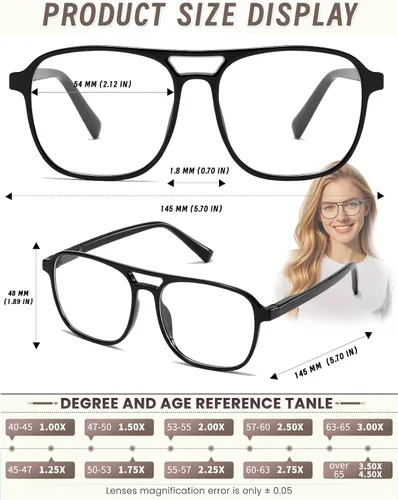 Miniatura 3 de Gafas de lectura de aviador para mujeres, hombres y hombres, bloqueo de luz azul, para lectura de computadora, estilo polit, gafas de moda