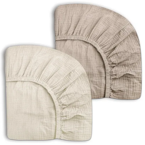 Miniatura 8 de Pack and Play Sábanas para bebés, niños y niñas, 39 x 27 x 3 pulgadas, muselina neutra de algodón, paquete N Play, sábana con estilo bohemio