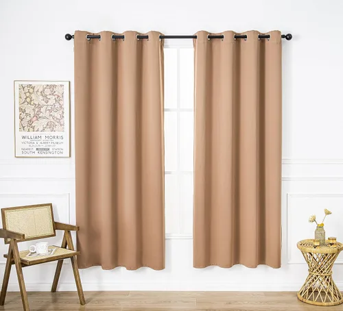 Miniatura 97 de PI Cortinas opacas para dormitorio, tratamiento de ventana con aislamiento térmico de anillo superior, cortinas oscurecedoras de habitación