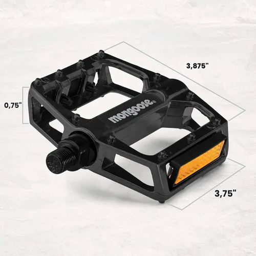 Miniatura 6 de Mongoose Pedales de bicicleta de montaña, negro, juego de 2, aleación ligera y duradera que soporta una conducción resistente, con reflectores, se