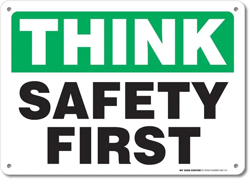 Miniatura 11 de Think Safety First Sign, 24 x 30 pulgadas, HDPE de 55 mil de grosor (polietileno de alta densidad), fabricado en Estados Unidos por My Sign Center