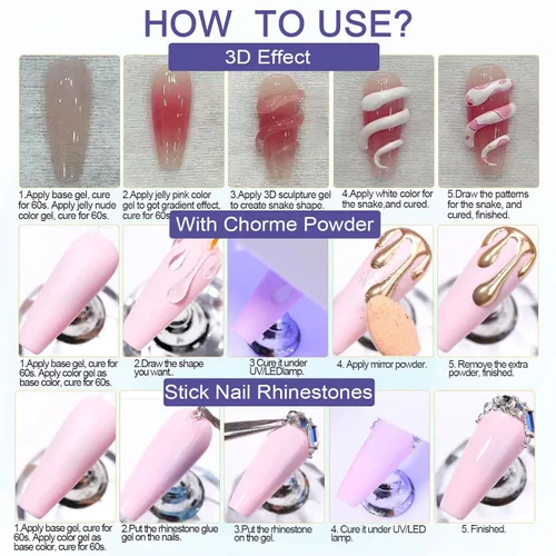 Miniatura 7 de NAILGIL - Gel para esculpir uñas 3D para arte de uñas, gel de escultura 3D no pegajoso con molde de resina, pegamento de uñas sólido, calidad