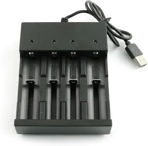 ZYAMY Cargador de batería inteligente USB de 4 ranuras 5V para baterías recargables 3.7V Li-ion 10440, 14500, 16340, 16650, 14650, 13350, 18500,