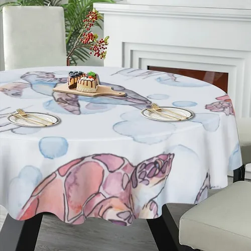 Miniatura 5 de Mantel redondo con estampado de tortuga marina, mantel decorativo lavable, resistente a las arrugas, para el hogar, cocina, comedor, picnic