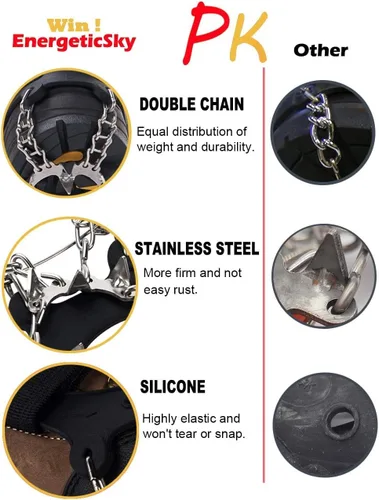 Miniatura 4 de Versión mejorada de crampones de tacos de hielo de tracción Walk, picos de acero inoxidable y silicona duradera, botas para senderismo en suelo