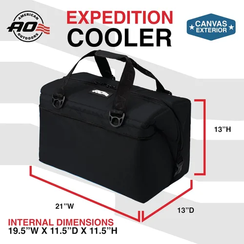 Miniatura 3 de Bolsa de enfriador AO Coolers Expedition de lona con lados blandos, a prueba de fugas, aislada, ligera Negro