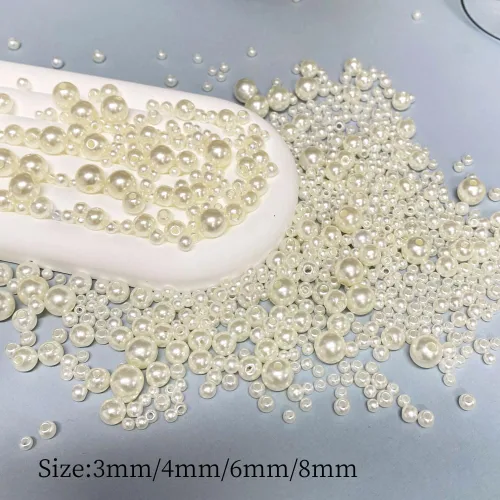Miniatura 3 de Cuentas de perlas mixtas de 30 a 0.315 in, perlas redondas sueltas de satén, cuentas de plástico para hacer joyas, aretes, pulseras, collares