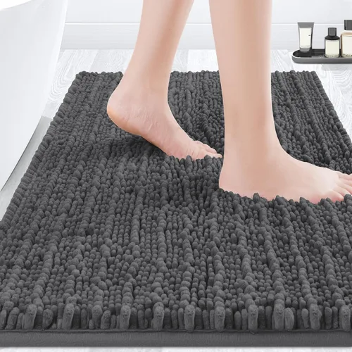 Miniatura 11 de ACCUMTEK - Juego de 2 alfombras de baño de lujo en color beige de 32"x20"+24"x17", alfombras de baño ultra suaves y gruesas absorbentes, alfombra