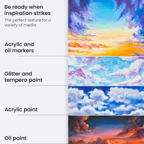 Miniatura 5 de ARTEZA Bloc de lona de 9 x 12 pulgadas, paquete de 1 – 10 hojas de papel de lienzo preimprimado para pintura acrílica, óleo y mixta