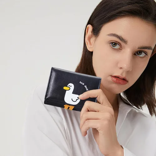 Miniatura 11 de Sunwel Fashion Monedero plegable con diseño de pato en 3D para niñas, con bolsillo para efectivo, tarjetero, monedero con ventana de identificación