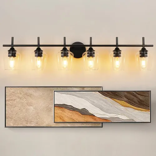 Miniatura 12 de Accesorios de luz de baño de 2 luces, Luz de tocador moderna negra, Lámpara de pared de baño para espejo, cocina, dormitorio, pasillo, sala