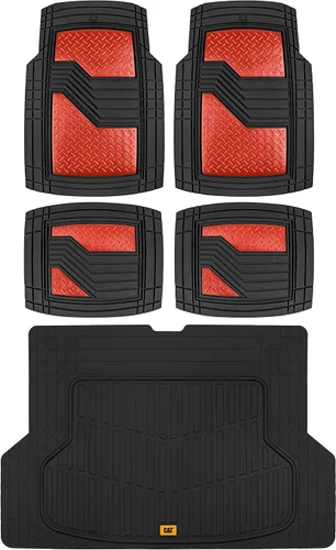 Miniatura 13 de CAT® Alfombrillas de goma resistentes de acero con diamantes y forro de maletero de carga para automóviles, camiones, SUV, camionetas, sedanes, gris