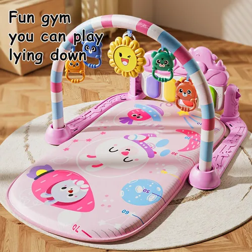 Miniatura 2 de Tapete de juego para bebé, gimnasio para bebé, tocar piano tiempo boca abajo, tapete de actividad para bebé, música y luces para niño y niña