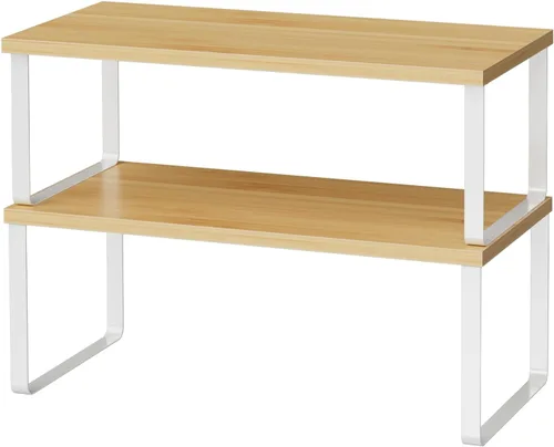 Miniatura 9 de OGEMXU Organizador de estantes de gabinete, estante de encimera de cocina grande de 15.7 pulgadas, juego de 2 organizadores de despensa de cocina