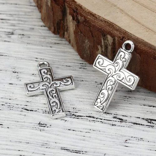 Miniatura 6 de JGFinds Colgantes con dije de cruz – Paquete de 130 (30 de corazón, 50 de cada una de las cruces) aspecto de filigrana de estilo antiguo, tono