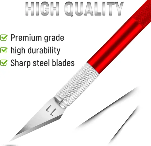 Miniatura 4 de Jetmore Juego de 10 cuchillos Exacto, cuchillos de precisión para manualidades y pasatiempos para proyectos de bricolaje, álbumes de recortes, Multi