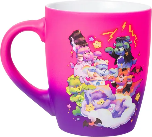 Miniatura 2 de Silver Buffalo Care Bears Universal Monsters Group Cloud Scene Soft Touch Ombre - Taza de cerámica curvada jumbo de 25 onzas
