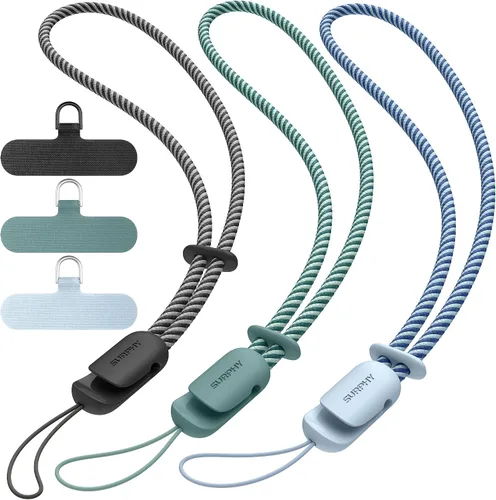 Miniatura 10 de SURPHY Paquete de 3 correas de muñeca para teléfono con lengüeta de sujeción para teléfono celular, correa para teléfono celular, correa para A