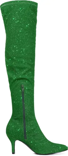 Miniatura 6 de Allegra K Botas altas con punta puntiaguda y purpurina para mujer