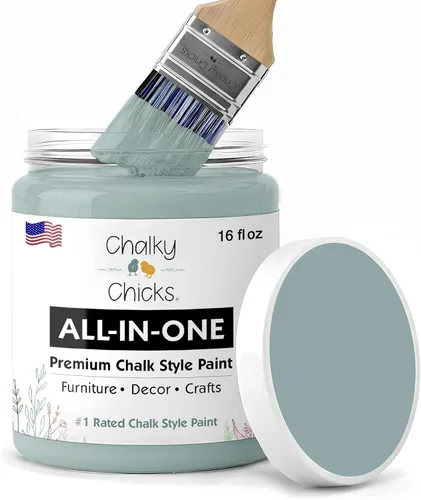 Miniatura 150 de Chalky Chicks - Pintura mate a la tiza, no requiere lijado, 4 onzas líquidas, color gris oscuro (Gun Metal Gray), para muebles, pintura sin Gris