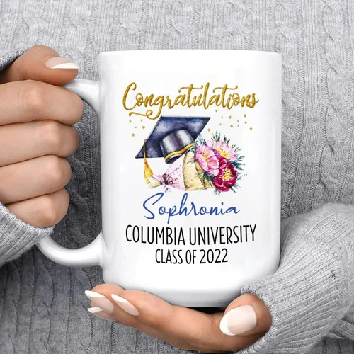 Miniatura 6 de Taza de café blanca personalizada para graduación, con texto en inglés "Behind You All Your Memories Before You All Your Dreams", taza de café de 11