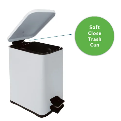 Miniatura 2 de Bote de basura pequeño de acero inoxidable con tapa y pedal de escalón, cubo de basura de cierre suave de 6 litros/1.6 galones con cubo