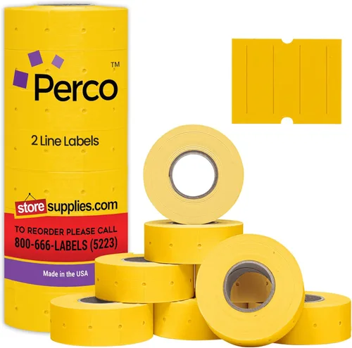 Miniatura 15 de Perco Etiquetas azules de 2 líneas, 6,000 etiquetas de precio en blanco y fecha para pistolas Perco de 2 líneas de precio y fecha, 8 rollos, 1