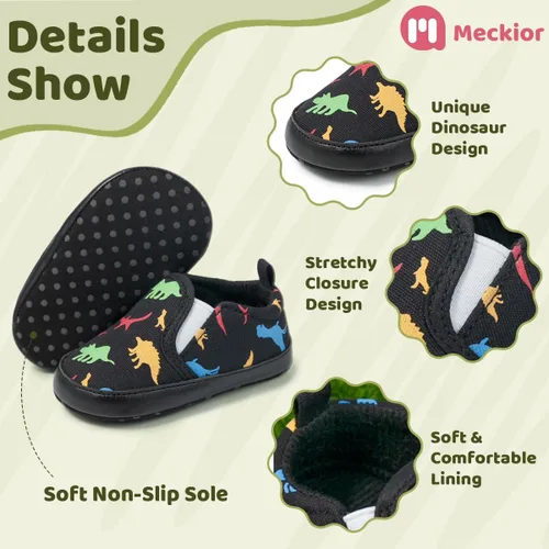 Miniatura 3 de Meckior - Zapatos para recién nacidos, tipo mocasines de lona con suela suave para recién nacidos, bebés, niños y niñas que estén dando sus primeros