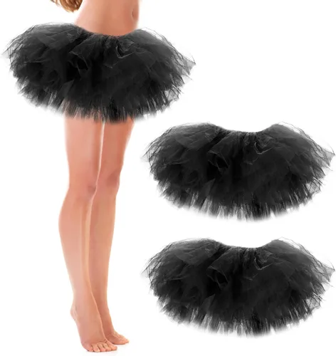 Miniatura 48 de Paquete de 3 faldas tutú para mujeres, adolescentes y adultos, 5 capas hinchadas clásicas de tul para mujeres, ballet, correr, fiesta, disfraz