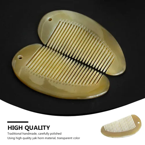Miniatura 7 de Healifty Peine de cuerno de yak para cabello de dientes anchos, peine desenredante para cabello y barba, peine natural sin estática, para mujeres