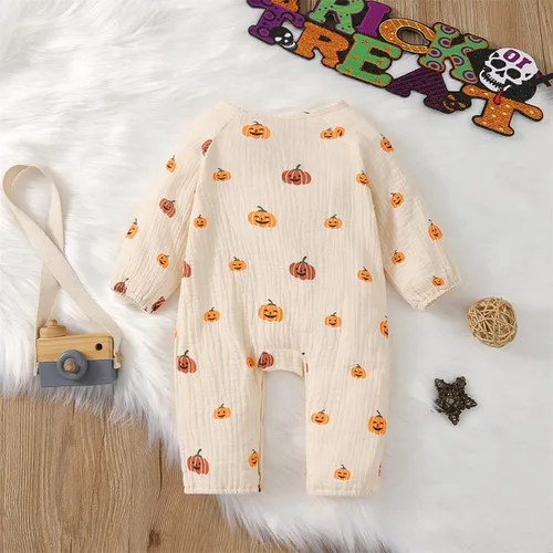 Miniatura 115 de Disfraz de Halloween para bebé niño y niña, mameluco de manga larga con diseño de calabaza, mameluco para Halloween