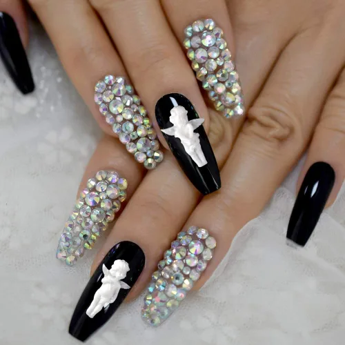 Miniatura 3 de WOKOTO 90 dijes de uñas de ángel en relieve blanco para uñas acrílicas 3D Angel Baby Nail Art Charms Retro Barroco Cupido Diseños Accesorios de Arte