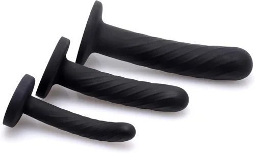 Strap U Trinity - Juego de consolador de silicona con correa de 3 piezas, color negro