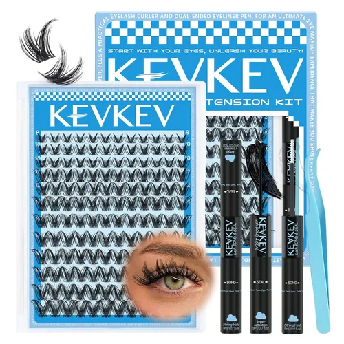 Miniatura 10 de KEVKEV Racimos de pestañas 144 unidades, racimos de pestañas naturales tenues, extensión de pestañas de banda fina y suave, mezcla de longitudes
