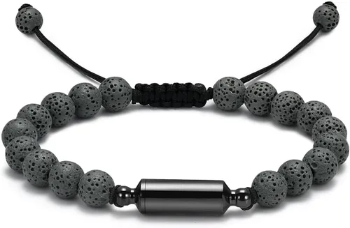 Miniatura 7 de Hearbeingt Pulsera de urna de cremación para cenizas de cuerda ajustable, pulsera cilíndrica para cenizas para hombres y mujeres, pulsera