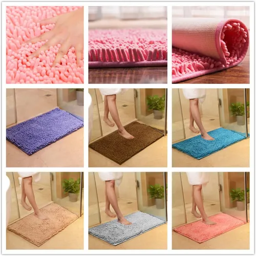 Miniatura 6 de Alfombra de baño de felpilla de felpa color beige, antideslizante, gruesa, lavable, de secado rápido, tapete de ducha lanudo y suave, rectangular