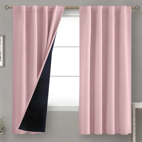 Miniatura 146 de BGment Cortinas 100% opacas beige de 63 pulgadas de largo con forro aislante térmico, bolsillo para varilla y lengüeta trasera de doble capa