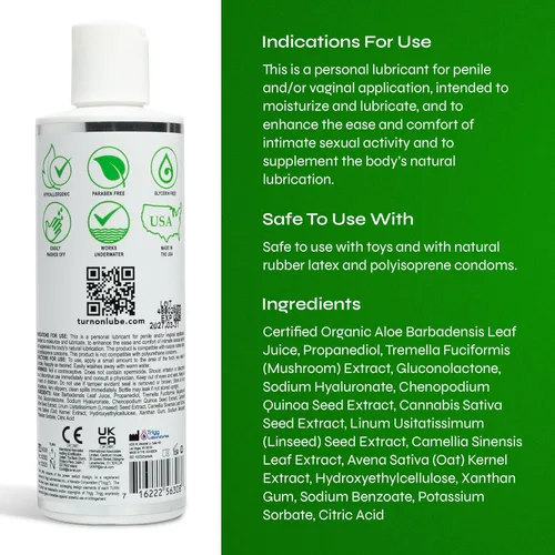 Miniatura 2 de Turn On Lubricante personal a base de aloe Lubricante hidratante para pieles sensibles, suave como la seda y no pegajoso, 3 onzas líquidas